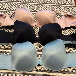 Soma vanishing back full coverage bras 36DD, three colors: Pink, Blue & Black